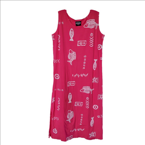 Pink Fish Print Sleeveless Dress